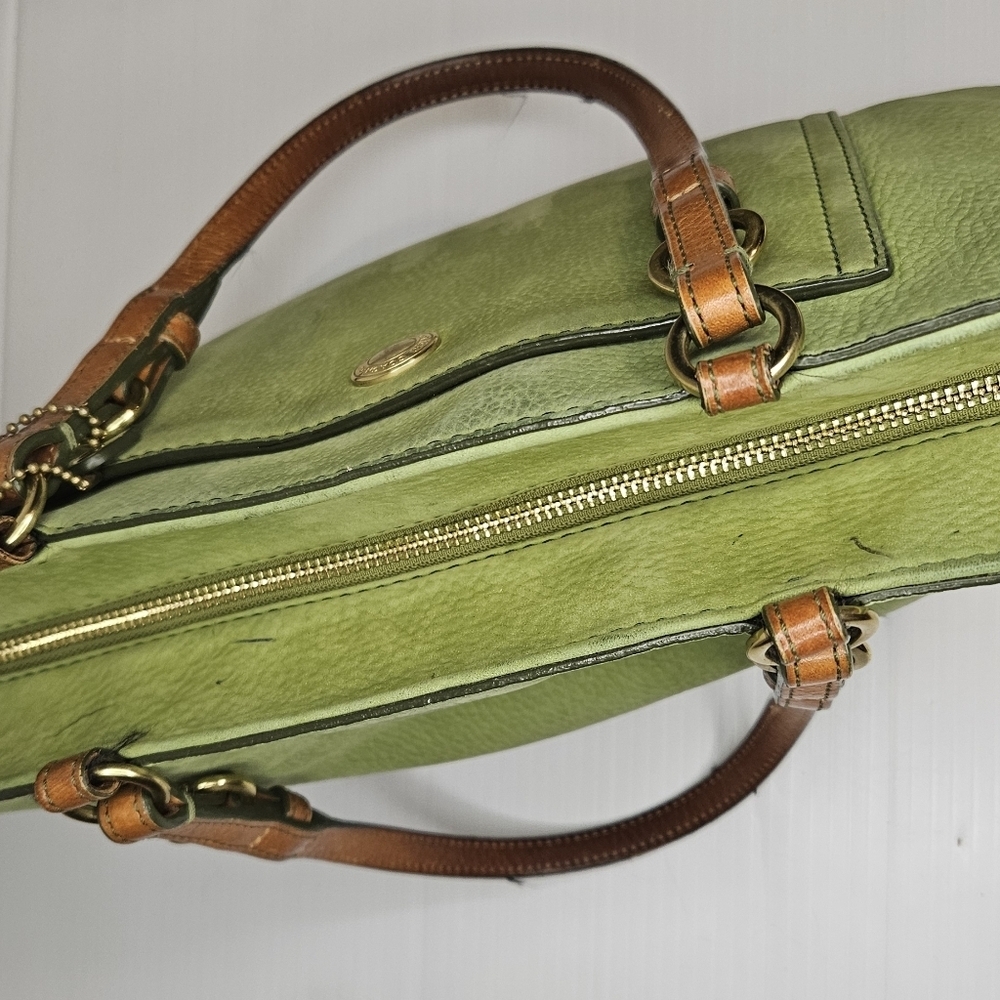 Vintage Coach Chelsea Tote Green Nubuc F10187 Rare - Picture 9 of 14